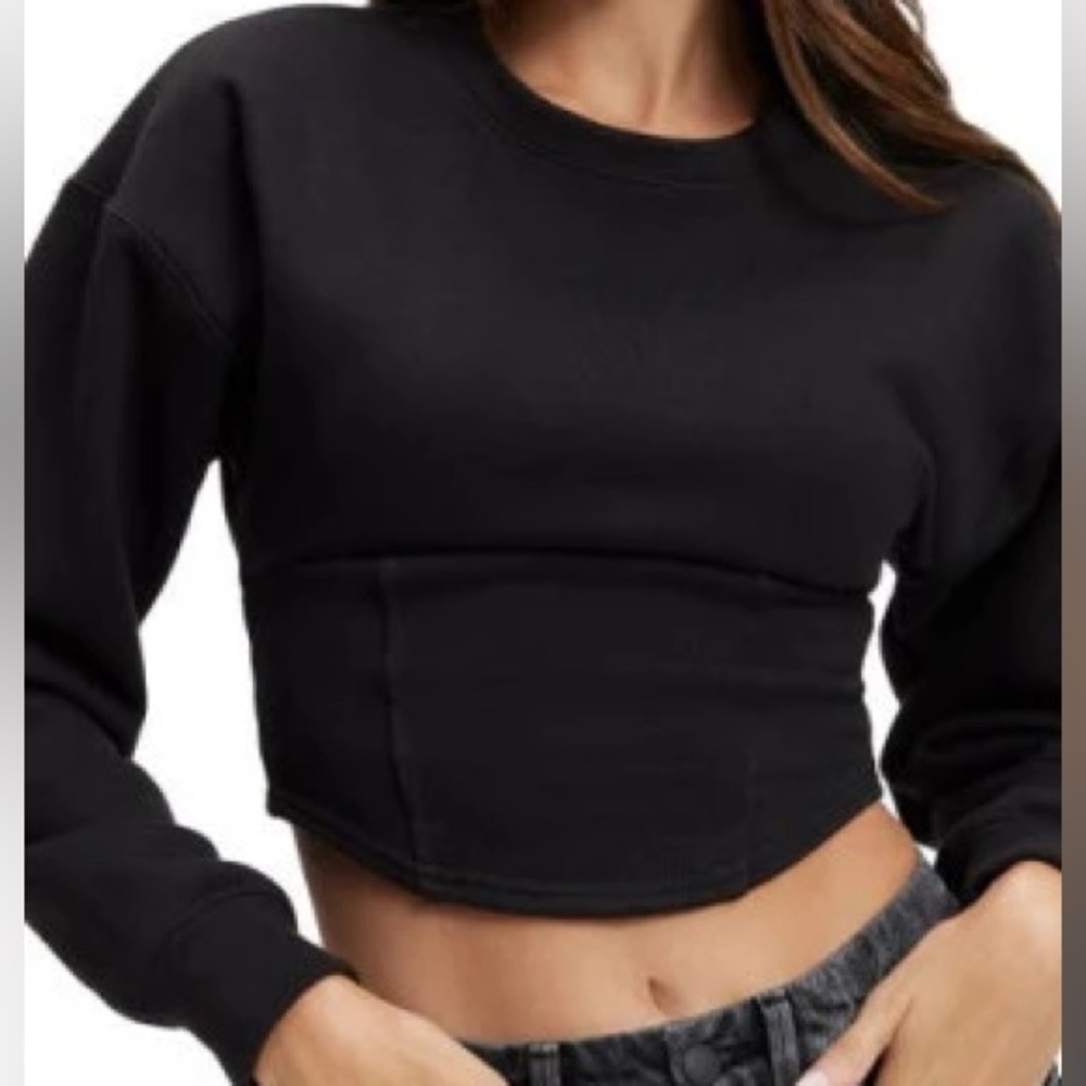 Good American Compressive Terry Corset Pullover